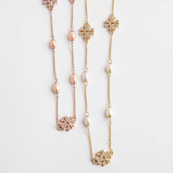 Tory Burch Gold Kira Pearl-Chain Necklace - Picture 5 of 10